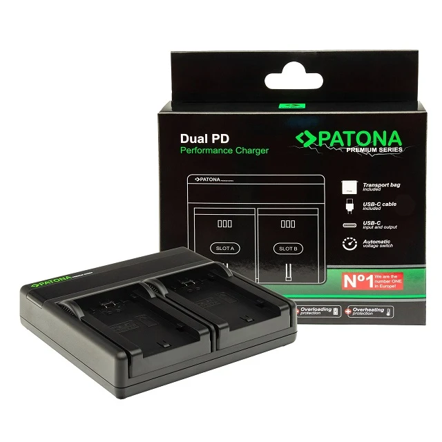 PATONA PREMIUM DUAL PD PERFORMANCE CHARGER FOR OLYMPUS PS-BLS1 BLS5 INCLUSO USB-C INPUT/OUTPUT