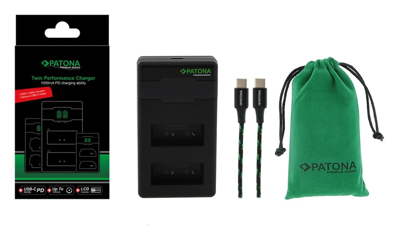 PATONA PREMIUM TWIN PERFORMANCE PD CHARGER FOR FUJI NP-W126 HS30 EXR HS30EXR HS-30EXR HS33 EXR HS33EXR HS-33EXR XPRO 1 X-PRO 1 INCL. USB-C CABLE