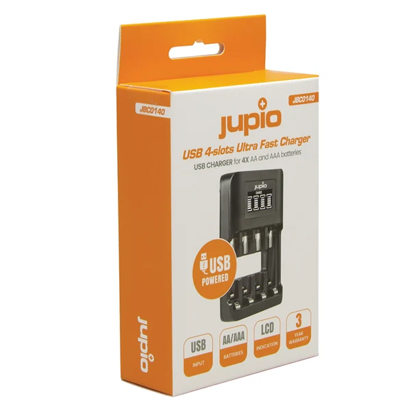 Jupio USB 4-slots caricatore LCD per batteria ultra rapido