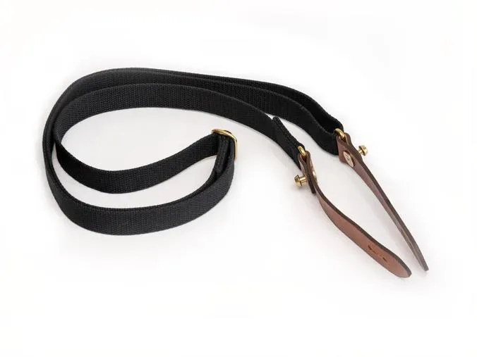 Billingham Tracolla Stowaway per Borsello Tela Nera/Bordi Cuoio marrone chiaro