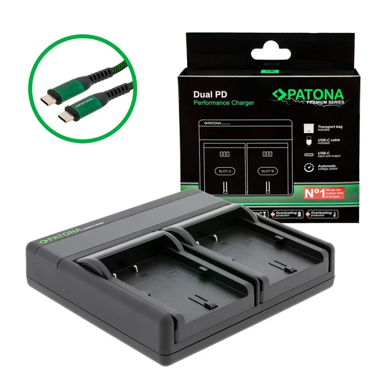 PATONA CARICABATTERIE PREMIUM DUAL PERFORMANCE PD PER CANON BP-511USB-C INGRESSO/USCITA
