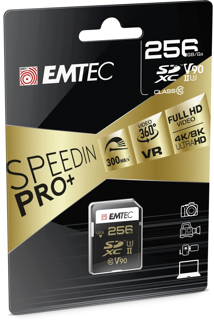 Emtec 256 GB SD-XC UHS-II CLASSE 10 V90 U3 SPEEDIN PRO+