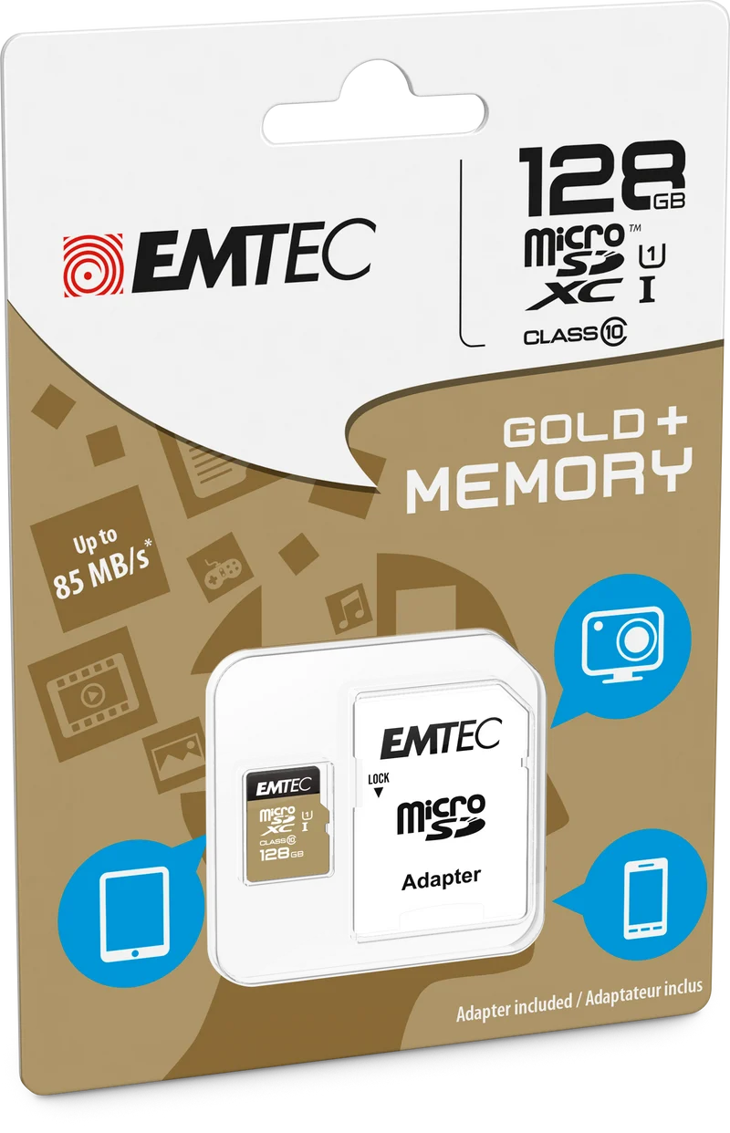 Emtec 128GB MICRO SDXC CL.10 GOLD PLUS U1 + ADATTATORE